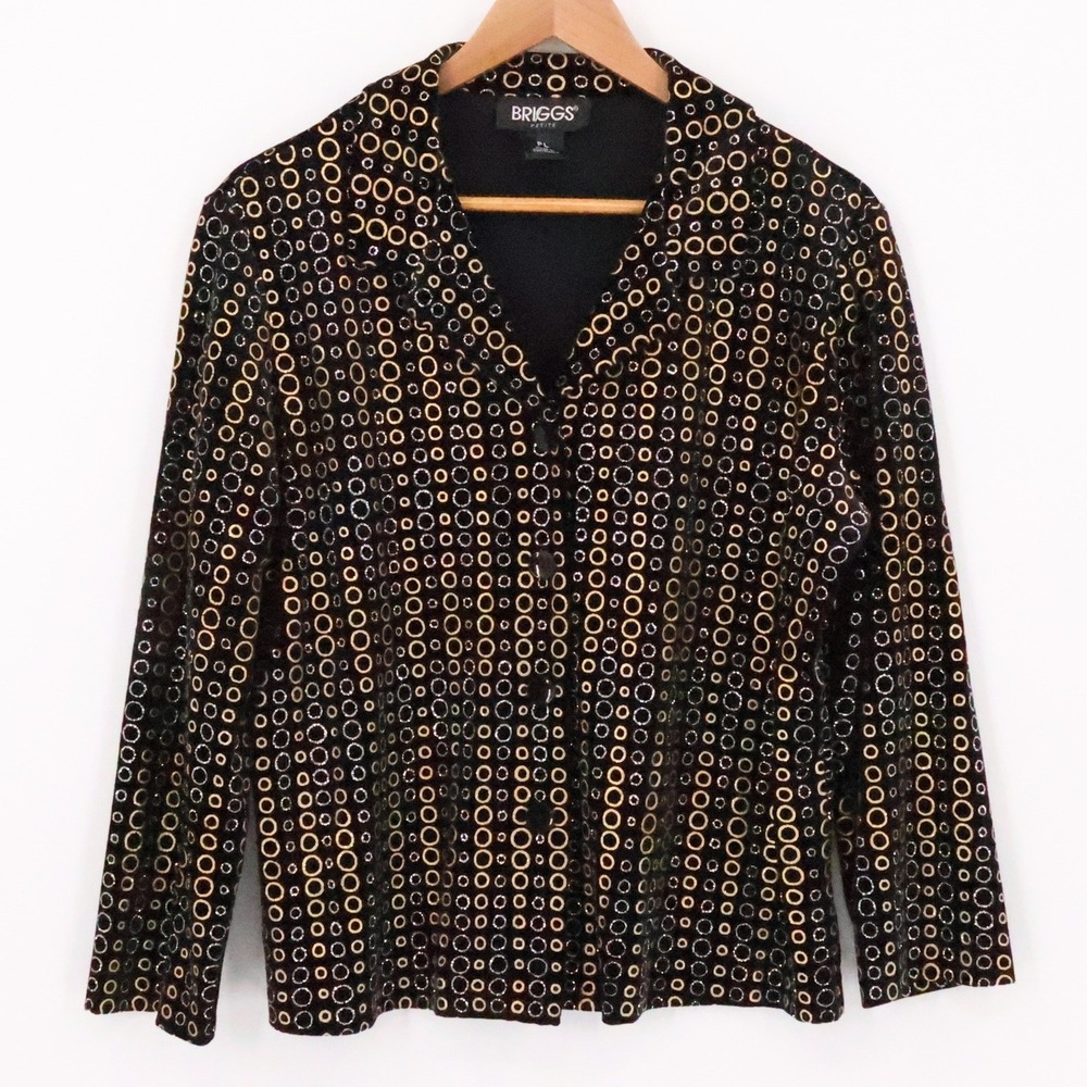 Briggs Velvet Metallic Blazer Jacket Womens Glam Evening Party‎ Circle Size PL